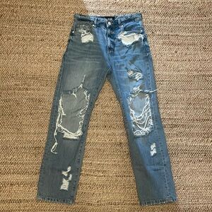 Paige Denim - Size 25 - Noella Straight Jeans In Jovie Destructed